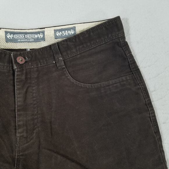Enzo Denim jeans men's 34x32 regular fit straight Brown velour pants retro - Picture 4 of 15